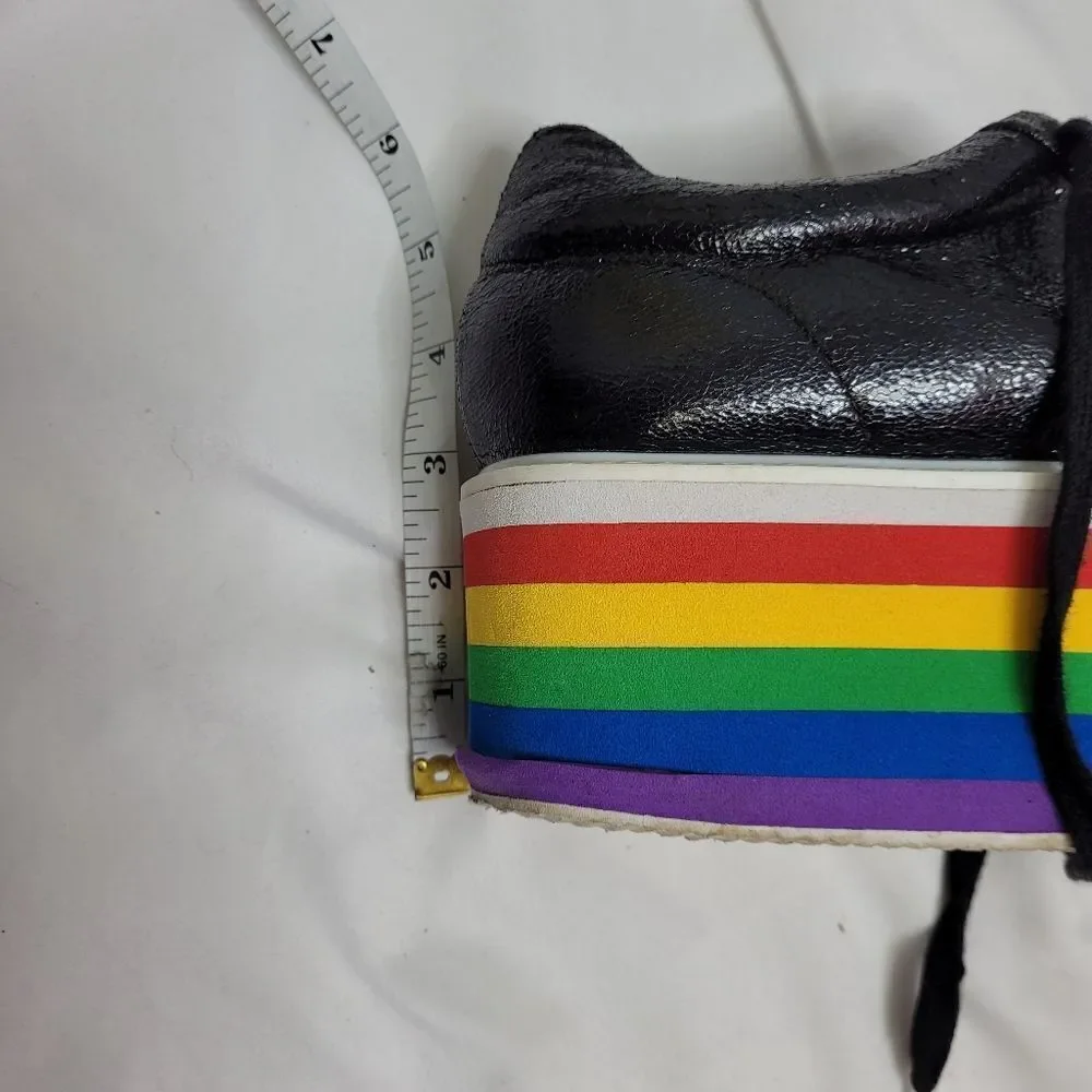 CAPE ROBBIN Momo platform sneaker rainbow‎ black metallic lace up clowncore 10